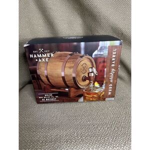 Hammer and Axe Wood Whiskey Barrel 800 ml 27 FL OZ For Spirits New Open Box